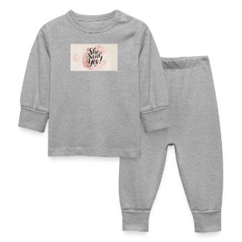 She Said Yes – Engagement Party Style - Baby Sleepsuit - heather grey - Front
