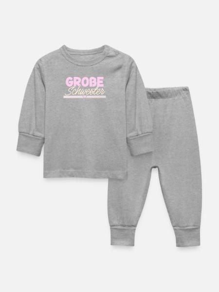 Große Schwester - Baby Schlafanzug - Grau meliert