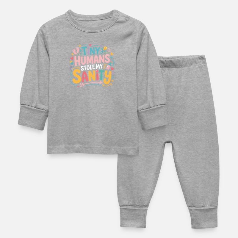 Tiny Humans Stehlen Mein Verstand - Baby Schlafanzug - Grau meliert
