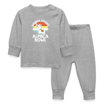 Alpaca Bowl Sunset Retro Forest - Baby Sleepsuit - heather grey - Front
