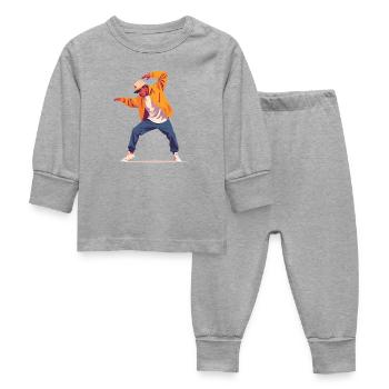 Motif de danse Personne en Breakdance Pose Dancer - Pyjama Bébé - gris chiné - Devant