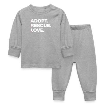 PAWS LOVE, ADOPT RESCUE LOVE! 🐾 ANIMAL ADOPTION - Baby Sleepsuit - heather grey - Front