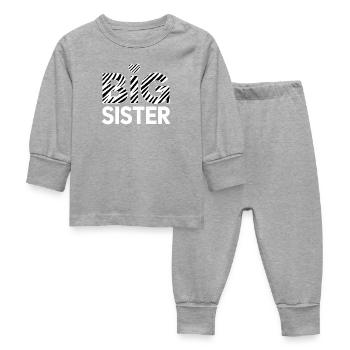 Big Sister Zebra Stripe Design - Baby Sleepsuit - heather grey - Front