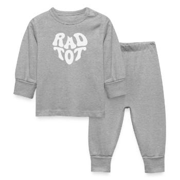 Rad Tot - Retro Heart (Custom Color) - Baby Sleepsuit - heather grey - Front