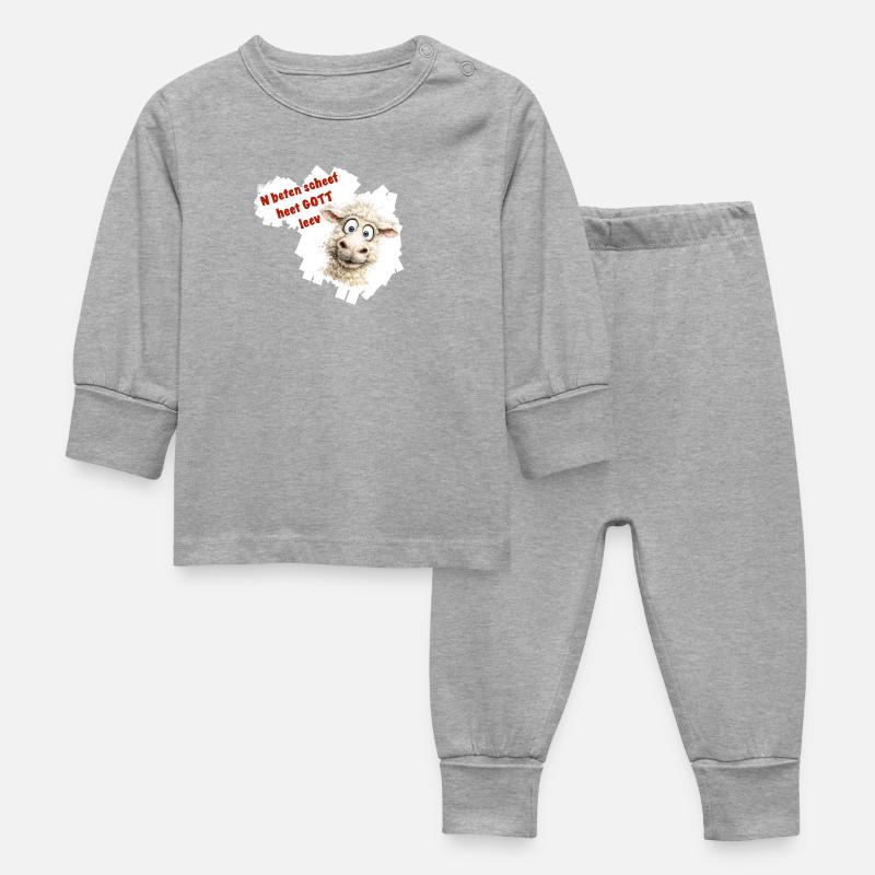 Dessin animé drôle de mouton avec texte rouge - Pyjama Bébé - gris chiné