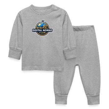 Digital Nomads Club Emblem Working Under Palm Trees - Baby Sleepsuit - heather grey - Front