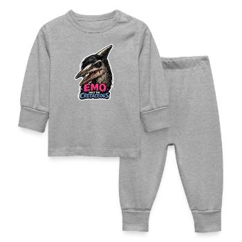 Emo Dinosaur, Sad Dino, Emotional - Baby Sleepsuit - heather grey - Front