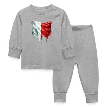 Maltese Flag Colorful Paint - Baby Sleepsuit - heather grey - Front