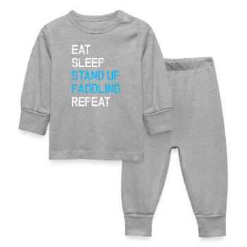 Mange, dors, lève-toi, pagaye, répète le SOU. - Pyjama Bébé - gris chiné - Devant