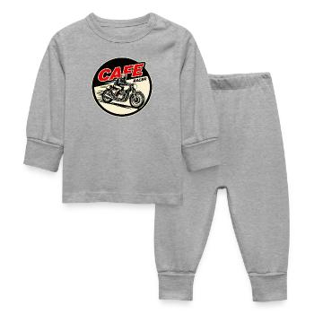 Cafe Racer Vintage Logo Circle - Baby Sleepsuit - heather grey - Front