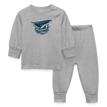 Freedom for Hope – Whale & Waves - Baby Sleepsuit - heather grey - Front