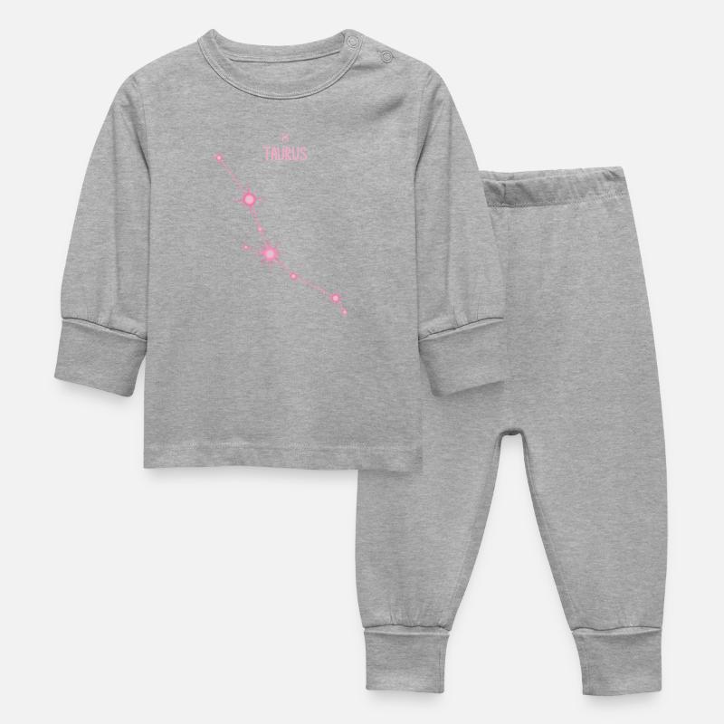 Constellation des étoiles du signe du zodiaque du Taureau rose pastel - Pyjama Bébé - gris chiné