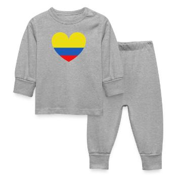 Heart Colombia-Flagge - Baby Schlafanzug - Grau meliert - Vorne