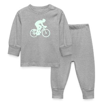 Radfahrer Silhouette Mint - Baby Schlafanzug - Grau meliert - Vorne