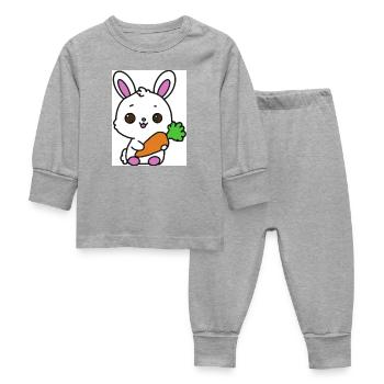 Lapin kawaï  - Pyjama Bébé - gris chiné - Devant
