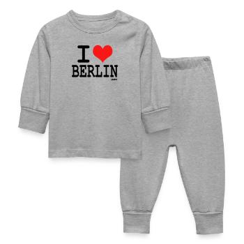 I love Berlin  - Baby Schlafanzug - Grau meliert - Vorne