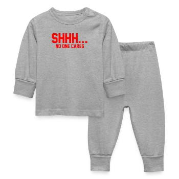 SHHH... No one cares - Baby Sleepsuit - heather grey - Front