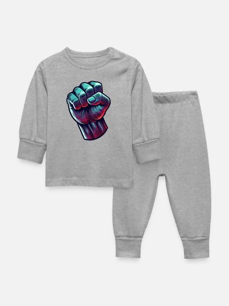 faust comic - Baby Schlafanzug - Grau meliert