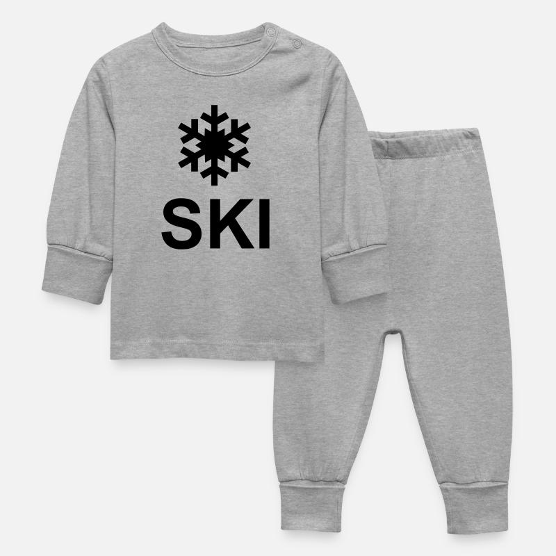 Flocon et ski - Pyjama Bébé - gris chiné