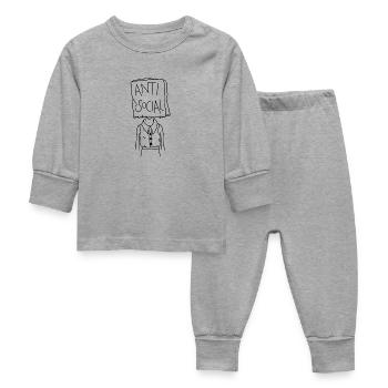 Anti Social Social - Baby Sleepsuit - heather grey - Front