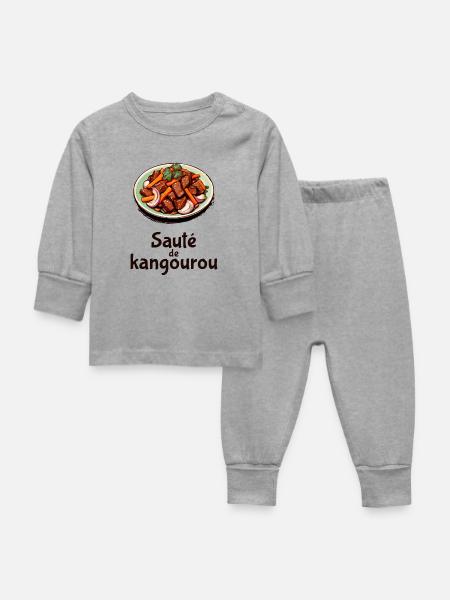Känguru-Pfanne - Dunkler Text - Baby Schlafanzug - Grau meliert