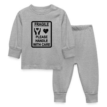black fragile heart - Baby Sleepsuit - heather grey - Front