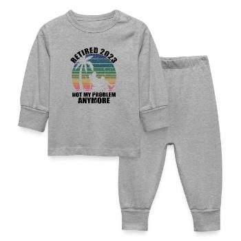 Retired 2023 Retirement Gift For Men & Women Funny - Baby Sleepsuit - heather grey - Front