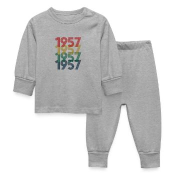 Cool Retro 1957, 65 ans, cadeau de 65e anniversaire - Pyjama Bébé - gris chiné - Devant
