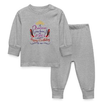 A Queen Was Born In 1983 - 40 Years Old Birthday - Baby Sleepsuit - heather grey - Front