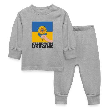 Stand with Ukraine Sunflower Art – Soutenir l’Ukraine - Pyjama Bébé - gris chiné - Devant