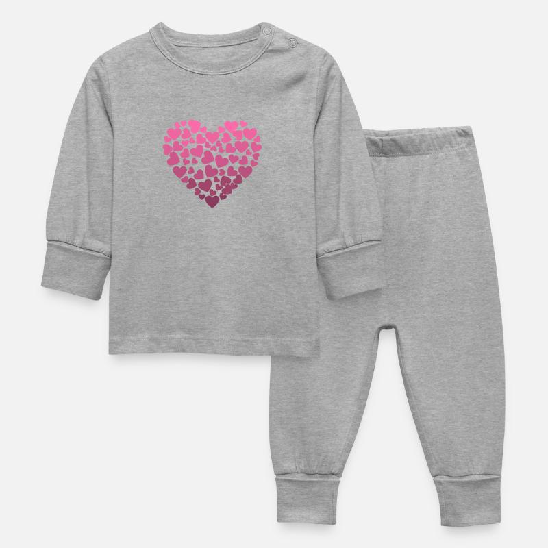 Coeur de coeurs - Pyjama Bébé - gris chiné