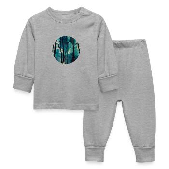 Sphères bleues et larmes I - Pyjama Bébé - gris chiné - Devant
