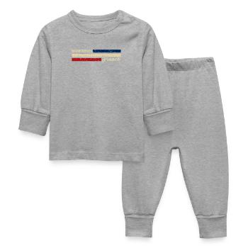 France - Montreuil - France - Bandes de drapeau - Pyjama Bébé - gris chiné - Devant