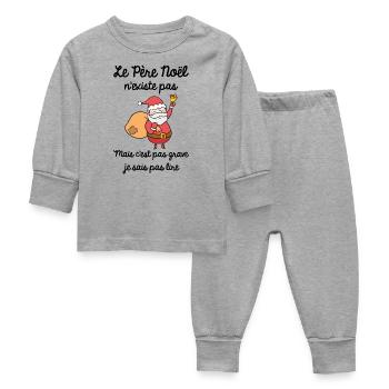 Le Père Noël n'existe pas - cadeau humoristique - Pyjama Bébé - gris chiné - Devant