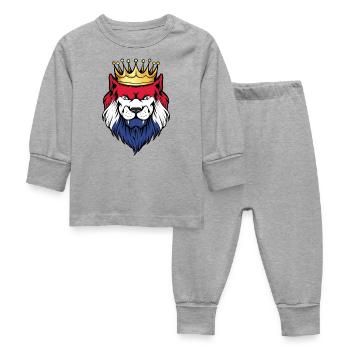 Lion de dessin animé aux couleurs néerlandaises - Pyjama Bébé - gris chiné - Devant