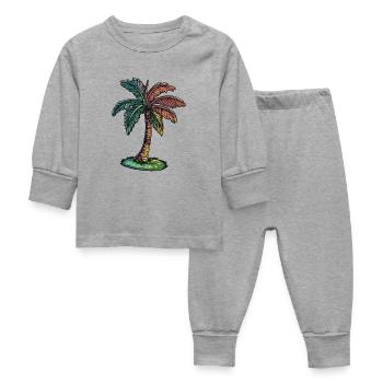 Palm Tree Beach - Baby Sleepsuit - heather grey - Front
