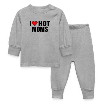 I love hot moms - Baby Sleepsuit - heather grey - Front