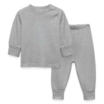Minimalist Sardines and Waves Pattern for Summer - Baby Sleepsuit - heather grey - Front