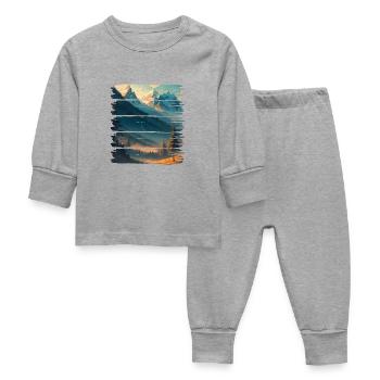 Paysage nature forêt - Pyjama Bébé - gris chiné - Devant