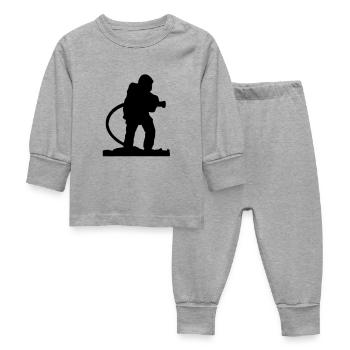 Un Pompiers à la lance - Pyjama Bébé - gris chiné - Devant