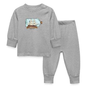 Bottle ship - wish fulfillment - Baby Sleepsuit - heather grey - Front