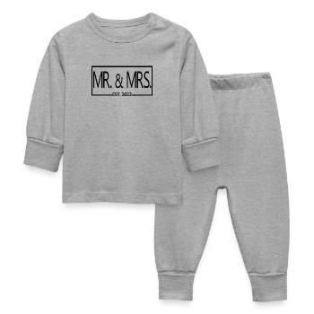 Mr. & Mrs. Est. 2022 - Men & Women Wedding Gift - Baby Sleepsuit - heather grey - Front