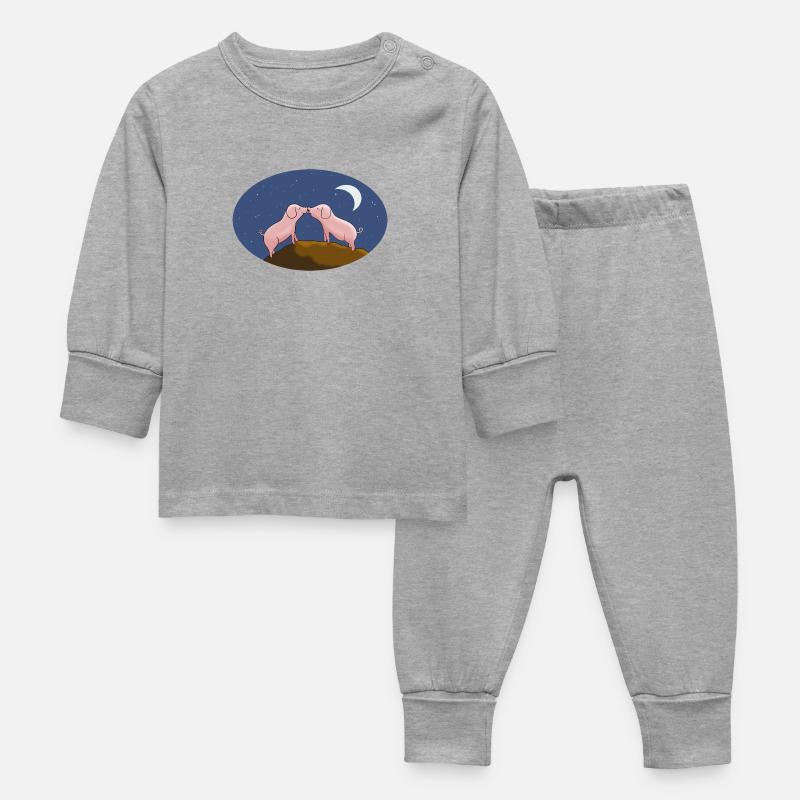 Cochons amoureux - Pyjama Bébé - gris chiné