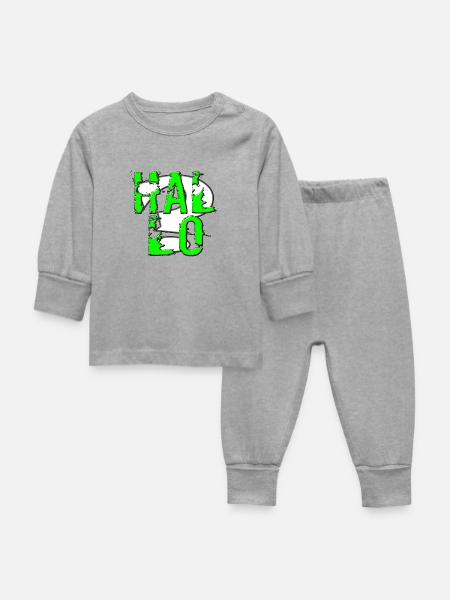Hallo - Baby Schlafanzug - Grau meliert