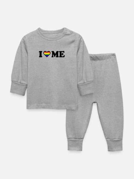 I love me - Baby Schlafanzug - Grau meliert
