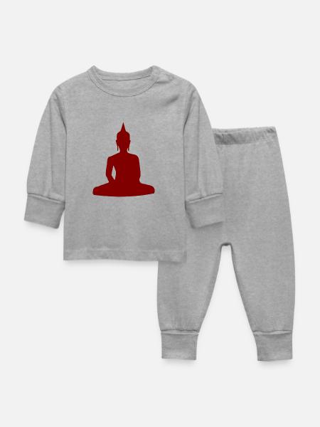 Buddhismus - Baby Schlafanzug - Grau meliert