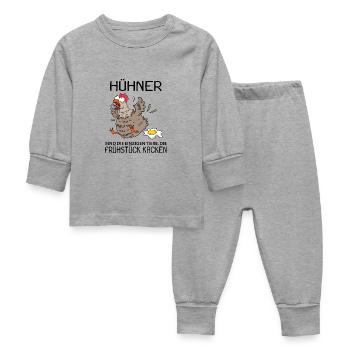 Landwirt Landwirte Huhn Hühner - lustiger Spruch - Baby Schlafanzug - Grau meliert - Vorne