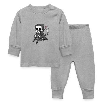 Grim Reaper and Black Panther - Baby Sleepsuit - heather grey - Front