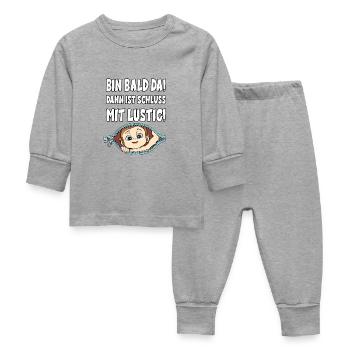 Bin Bald Da Dann Ist Schluß Mit Lustig - Baby Schlafanzug - Grau meliert - Vorne