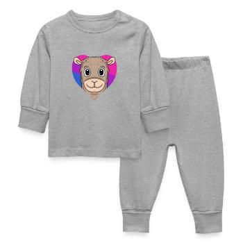 Cadeau d’alpaga bisexuel - Pyjama Bébé - gris chiné - Devant